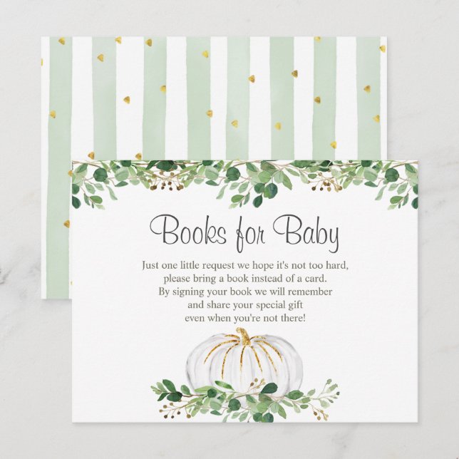 White Pumpkin Greenery Books for Baby Postcard (Front/Back)