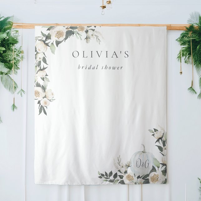 White Pumpkin Greenery Bridal Shower Backdrop (Creator Uploaded)
