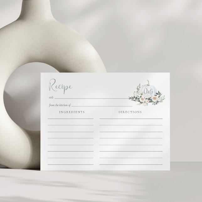 White Pumpkin Greenery Bridal Shower Recipe Card (Creator Uploaded)