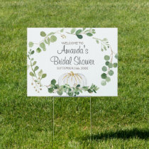 White Pumpkin Greenery Bridal Shower Welcome Sign