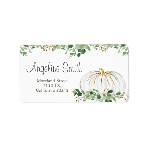 White Pumpkin Greenery Floral Baby Shower Address Label