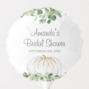 White Pumpkin Greenery Floral Bridal Shower Balloon