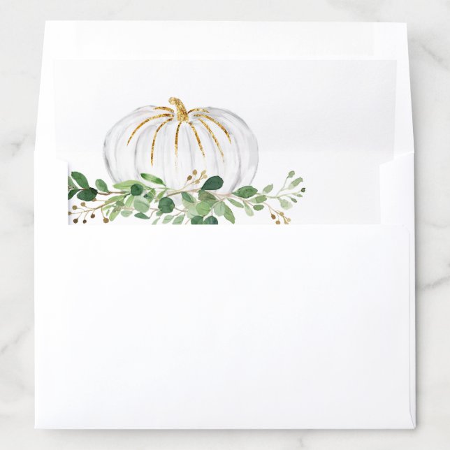 White Pumpkin Greenery Floral Bridal Shower Envelope Liner (In Envelope)