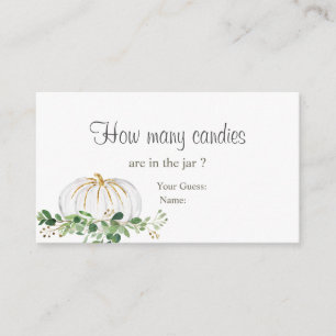 White Pumpkin Greenery Floral How Many Candies Enclosure Card