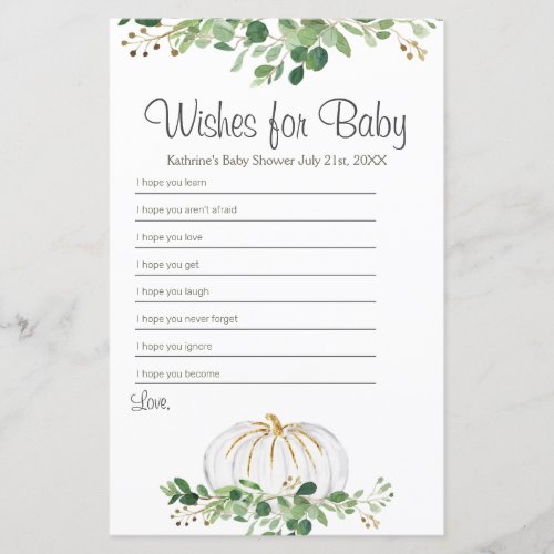 White Pumpkin Greenery Floral Wishes for Baby