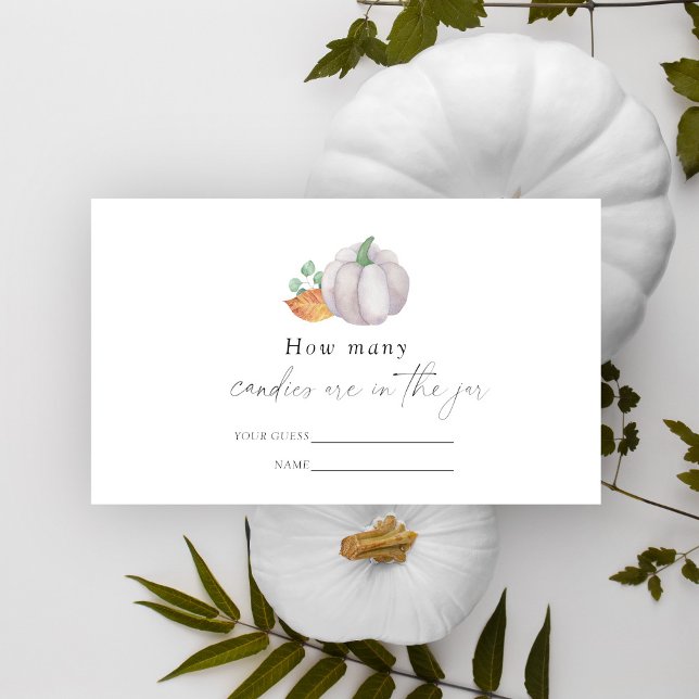 White pumpkin - Guess how many candies game Enclosure Card (Creator Uploaded)