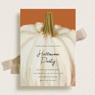 White Pumpkin Halloween Party Invitation