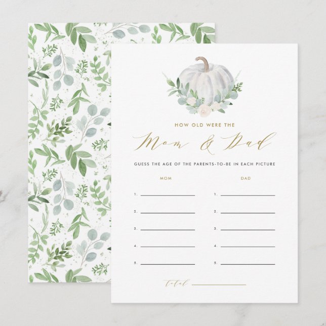 White Pumpkin How Old Were Mom and Dad Card (Front/Back)