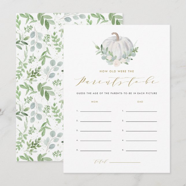 White Pumpkin How Old Were the Parents Game Enclosure Card (Front/Back)