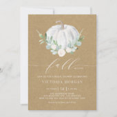 White Pumpkin Kraft Paper Fall Bridal Shower Invitation (Front)