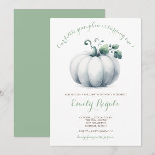 White Pumpkin Little Pumpkin Birthday Party Invite