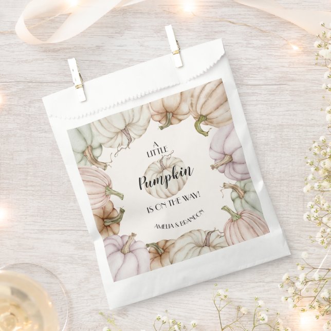 White Pumpkin Neutral Baby Shower Favor Bag (Clipped)
