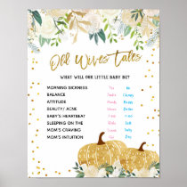 White Pumpkin Old Wives Tales Gender Reveal Poster