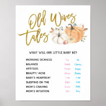 White Pumpkin Old Wives Tales Gender Reveal Poster