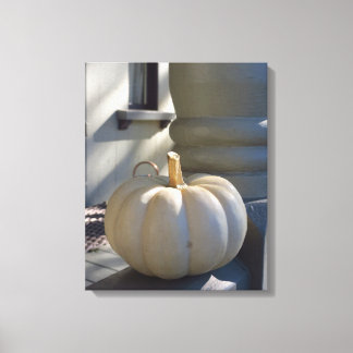 White Pumpkin on the Railing - Martha's Vineyard Canvas Print