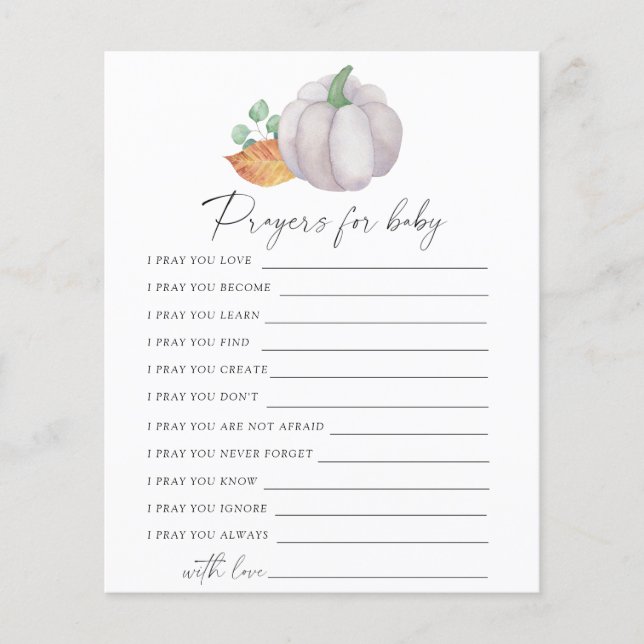 White pumpkin - Party game | prayers for baby game (Front)