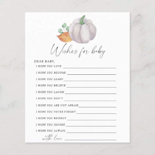 White pumpkin _ Party game  wishes for baby game