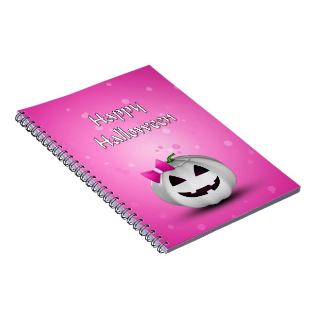 White Pumpkin Pink Girly Halloween Notebook (Right Side)