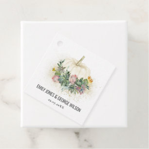 WHITE PUMPKIN PINK PROTEA SUCCULENT FAUNA WEDDING FAVOR TAGS