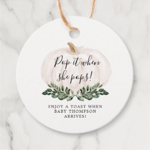 White Pumpkin Pop It When She Pops Champagne Favor Tags