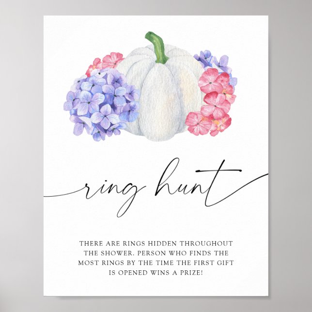 White pumpkin - ring hunt bridal shower game poster (Front)