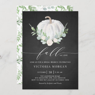 White Pumpkin Rustic Chalkboard Fall Bridal Brunch Invitation