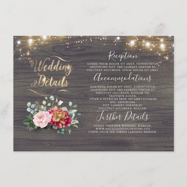 White Pumpkin Rustic Country Wedding Details Enclosure Card (Front)