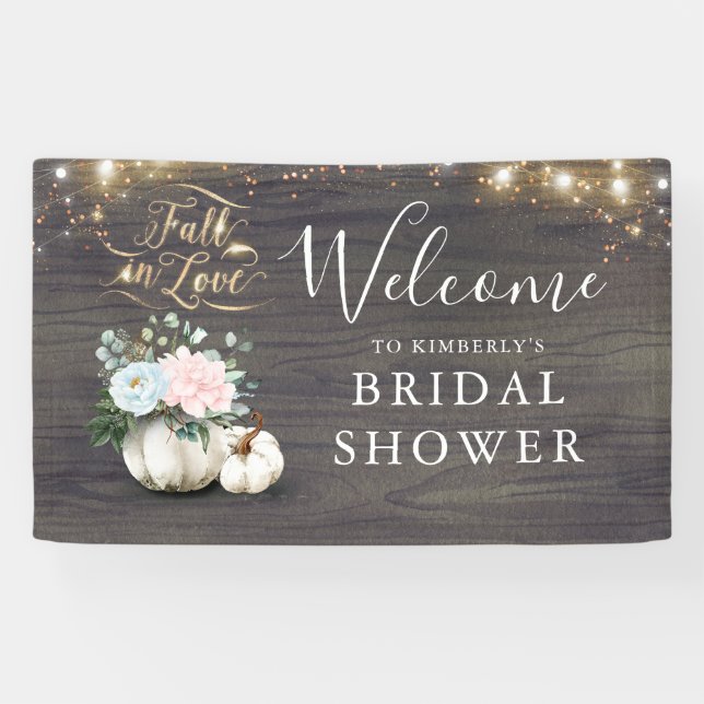 White Pumpkin Rustic Fall Bridal Shower Banner (Horizontal)