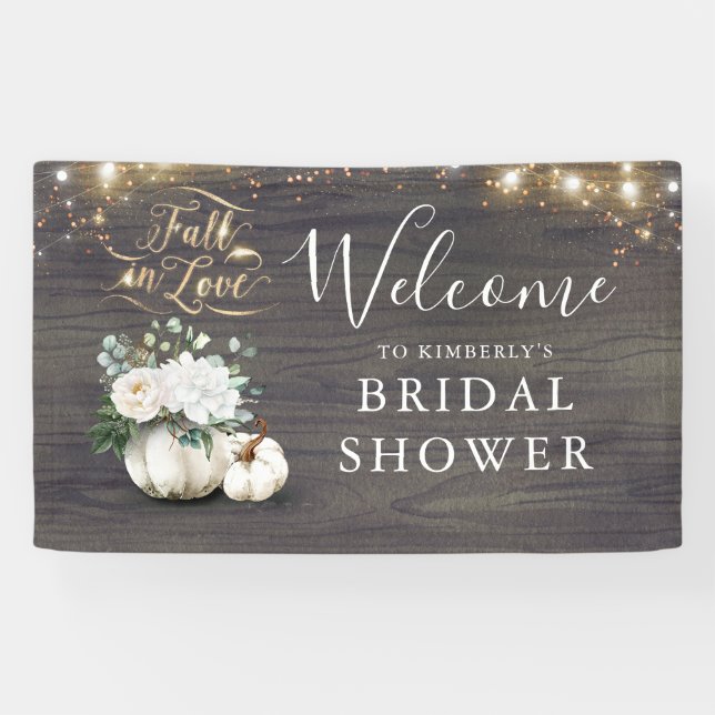 White Pumpkin Rustic Fall Bridal Shower Welcome Banner (Horizontal)