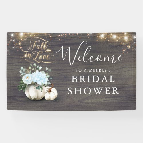 White Pumpkin Rustic Fall Bridal Shower Welcome Banner