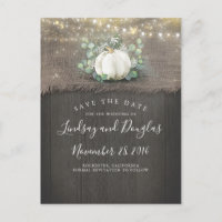 White Pumpkin Rustic Save the Date