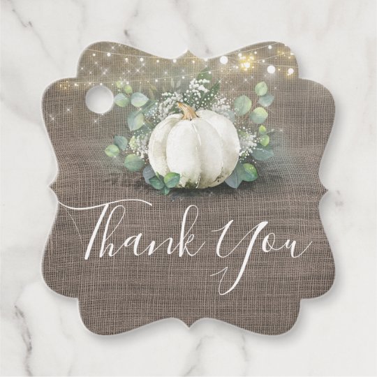 White Pumpkin Rustic Wedding Favor Tags Zazzle Com