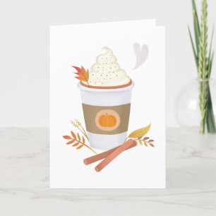 White Pumpkin Spice Latte Fall Birthday Card