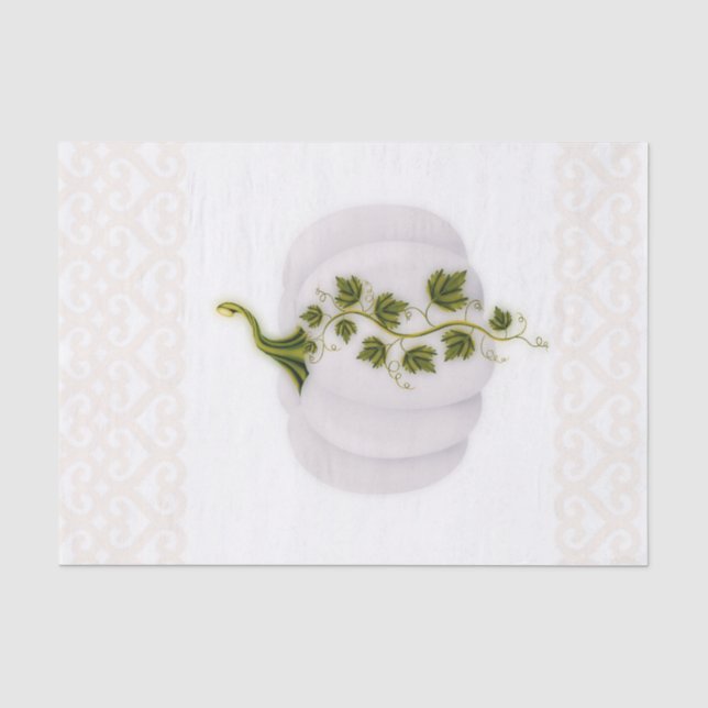 White Pumpkin Storybook Pink Fall Wedding Party Tissue Paper (Front)