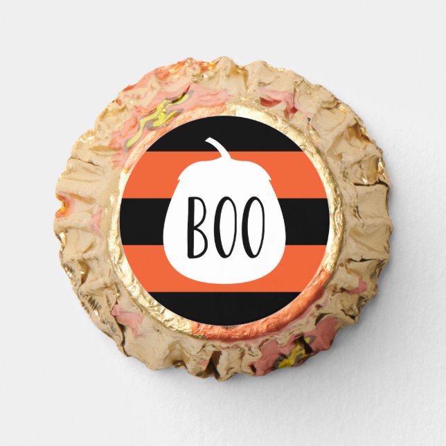White Pumpkin Stripe Boo Halloween Reese's Peanut Butter Cups (Front)