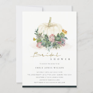 WHITE PUMPKIN SUCCULENT FAUNA BRIDAL SHOWER INVITE