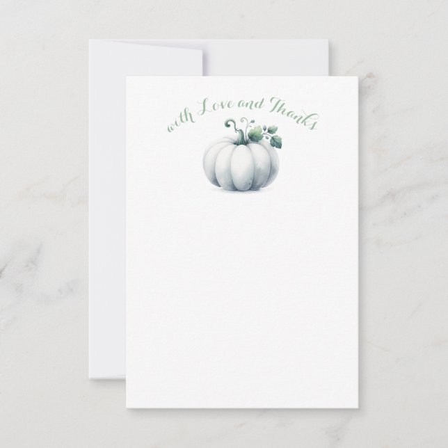 White Pumpkin Thank You Note – Fall Baby Shower (Front)