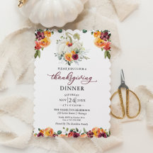 White Pumpkin Thanksgiving Dinner Invitation