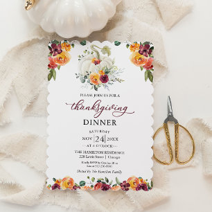 White Pumpkin Thanksgiving Dinner Invitation