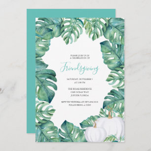 White Pumpkin Tropical Greens Friendsgiving Invite