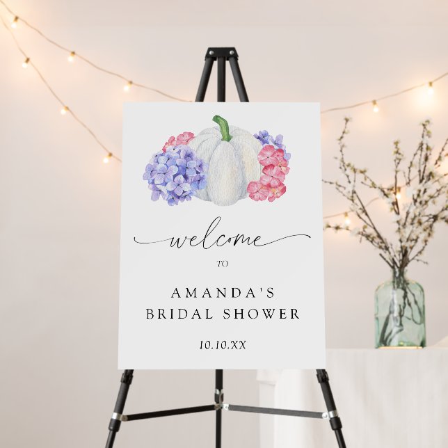 white pumpkin welcome bridal shower party foam board (In Situ (Stand))