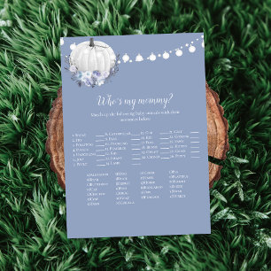 White Pumpkin Who's My Mommy Baby Shower Game Invitation