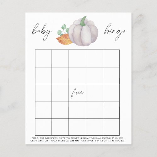 White pumpkin with greenery _ Baby Bingo game