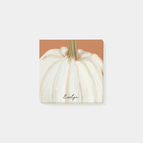 White Pumpkin With Personalized Name Post_it Notes