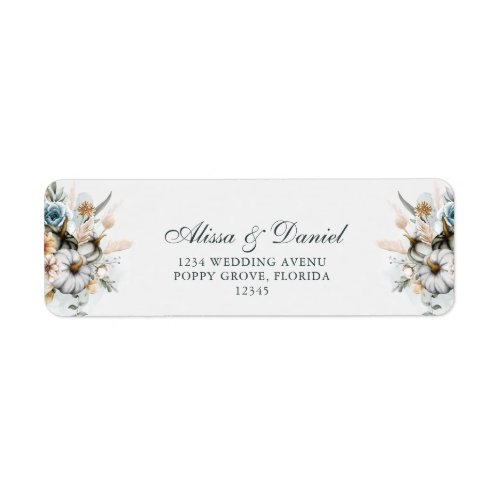 White Pumpkin with Wildflowers Return Address Label