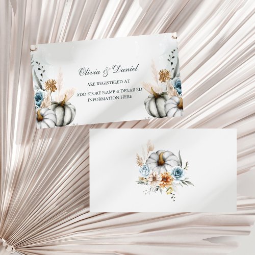 White Pumpkin with Wildflowers Wedding Registry Enclosure Card