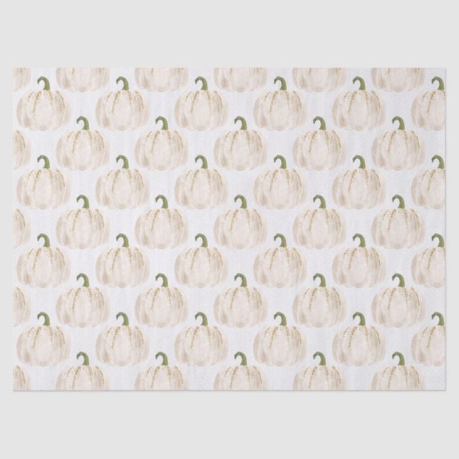 White Pumpkins Autumn Decoupage Tissue Paper (Front)