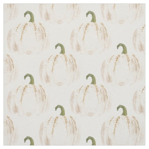 White Pumpkins Autumn Fabric