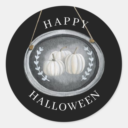 White Pumpkins Country Halloween Classic Round Sticker