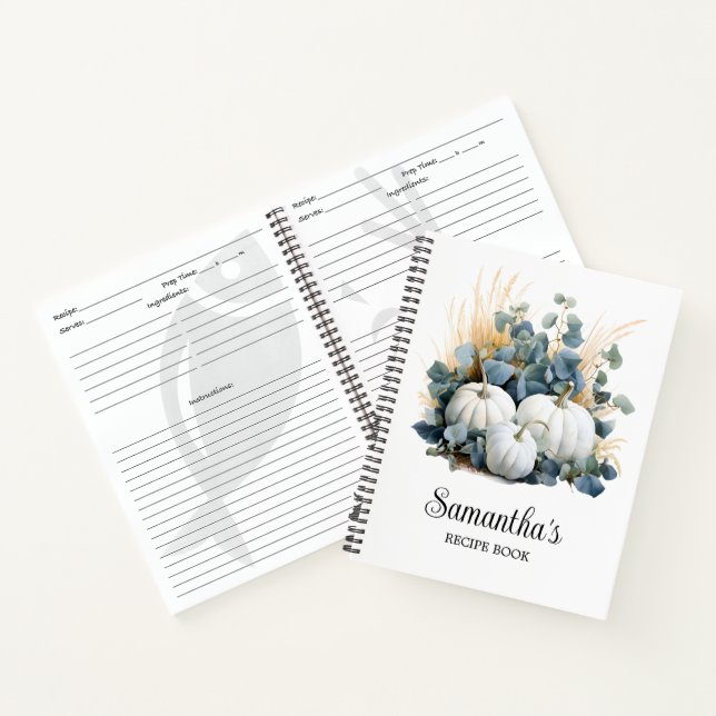 White pumpkins fall bridal shower Recipe Book (Inside)